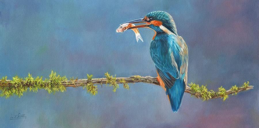 Kingfisher Painting - Catch of the Day by David Stribbling