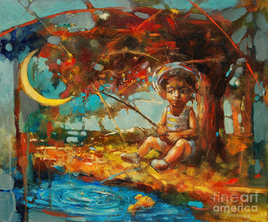Catching A Goldfish II Painting
