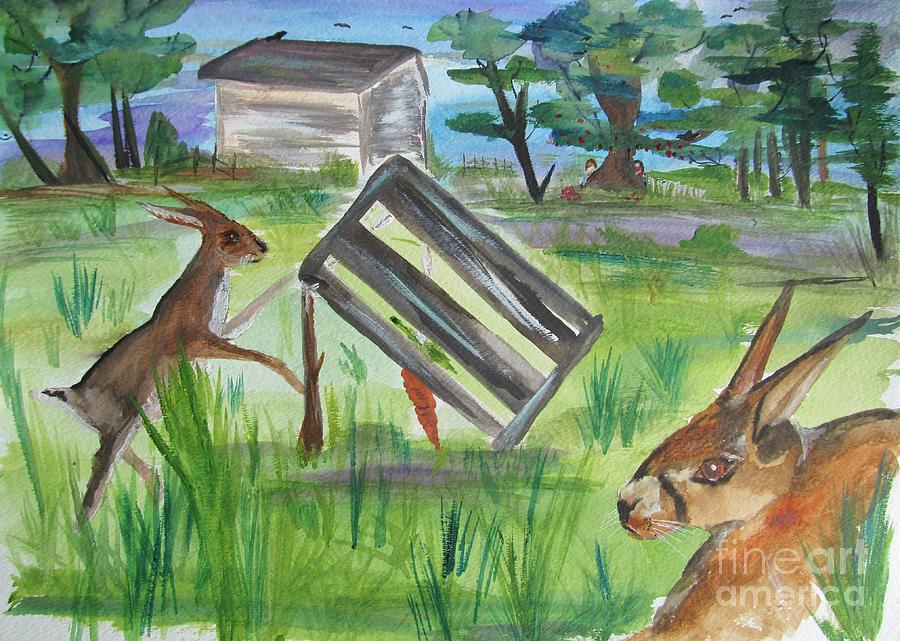 Catching Rabbits Painting by Susan Voidets