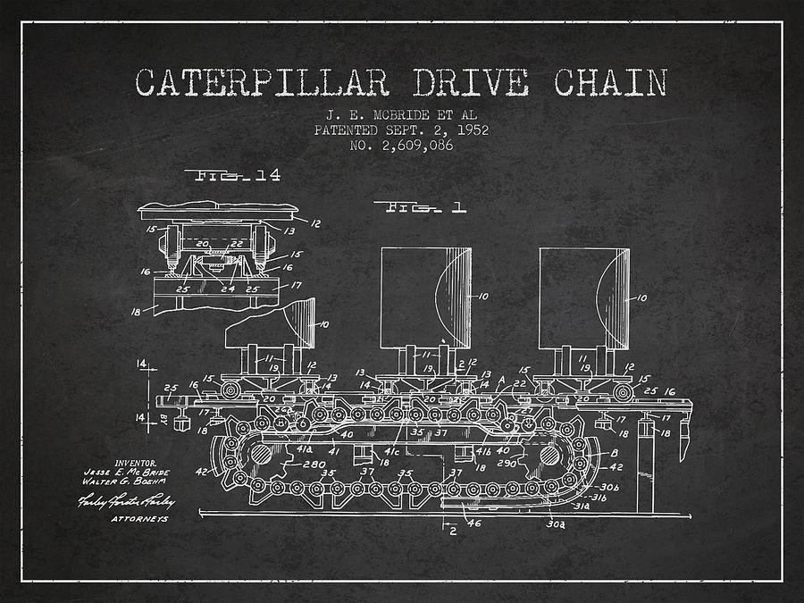 Vintage Digital Art - Caterpillar Drive Chain patent from 1952 by Aged Pixel