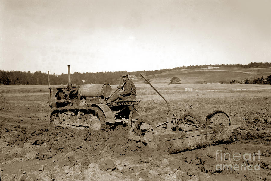 Caterpillar Photograph - Caterpillar Sixty working a field  Circa 1930 by Monterey County Historical Society