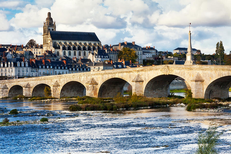 Cathedral And Bridge At Blois France Photograph