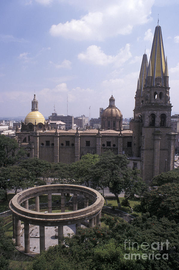 CATHEDRAL AND ROTUNDA Guadalajara Mexcio Photograph by John  Mitchell