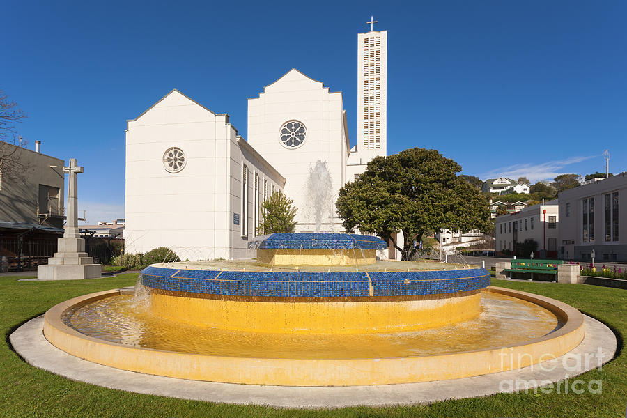 Cathedral and Tait Fountain Napier New Zealand Photograph by Colin and Linda McKie