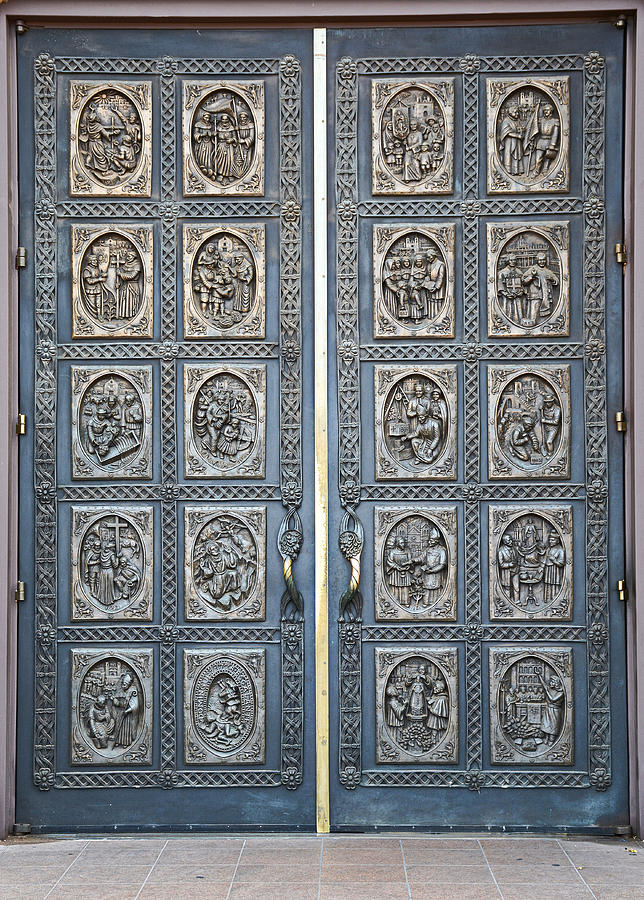 Cathedral Basilica of St Francis of Assisi Bronze Door Photograph by Robert Meyers-Lussier
