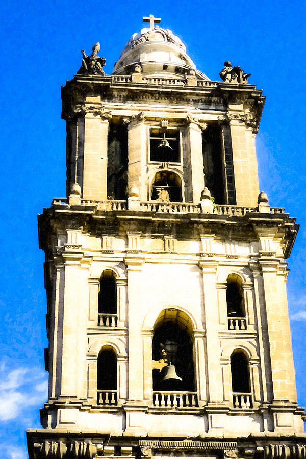 Architecture Photograph - Cathedral Bell Tower - Mexico City Architecture by Mark Tisdale
