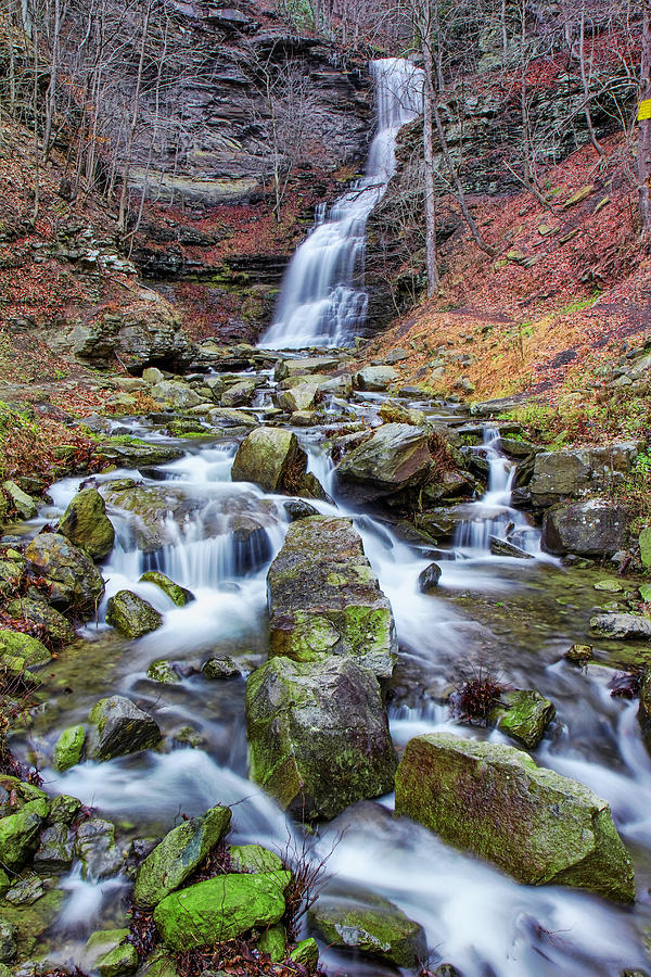 Waterfall Photograph - Cathedral Falls in Autumn by Mary Almond