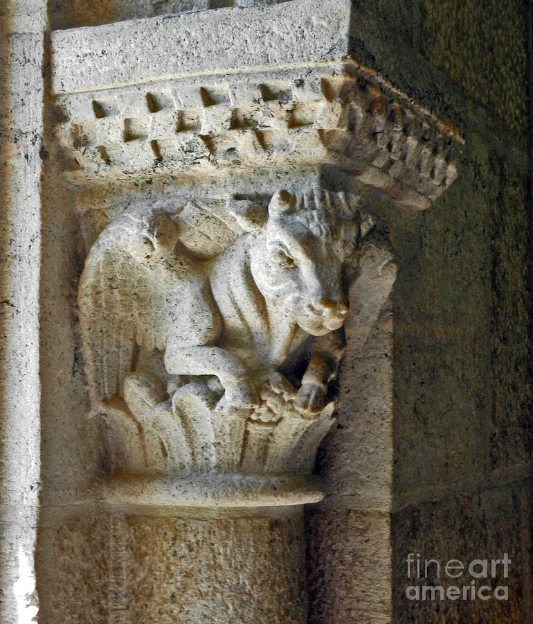 Cathedral Flying Cow Gargoyle Photograph by Val Miller