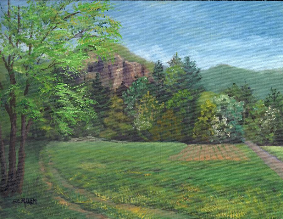 Cathedral Ledge from Westside Road Painting by Sharon E Allen