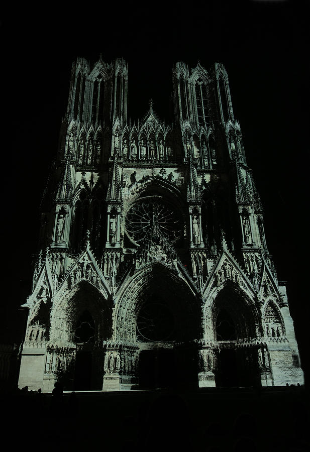 Cathedral of Reims at night Photograph by Erik Tanghe