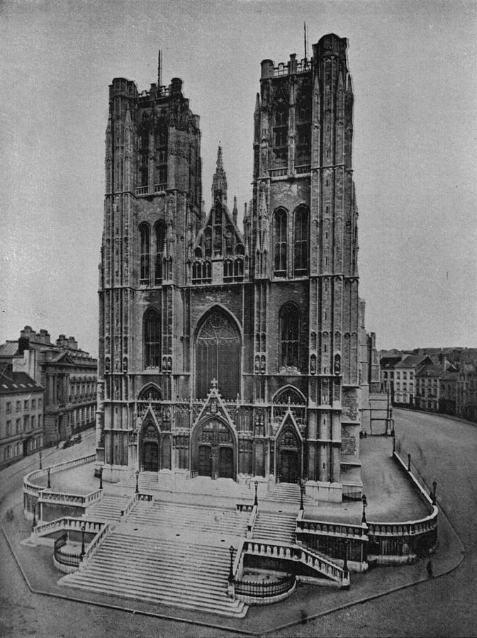 Cathedral of Saint Gudula in Brussels Belgium - 1890 Photo Photograph ...