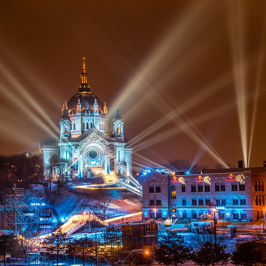 Cathedral Of St Paul Ready for Red bull crashed Ice Photograph by Paul Freidlund