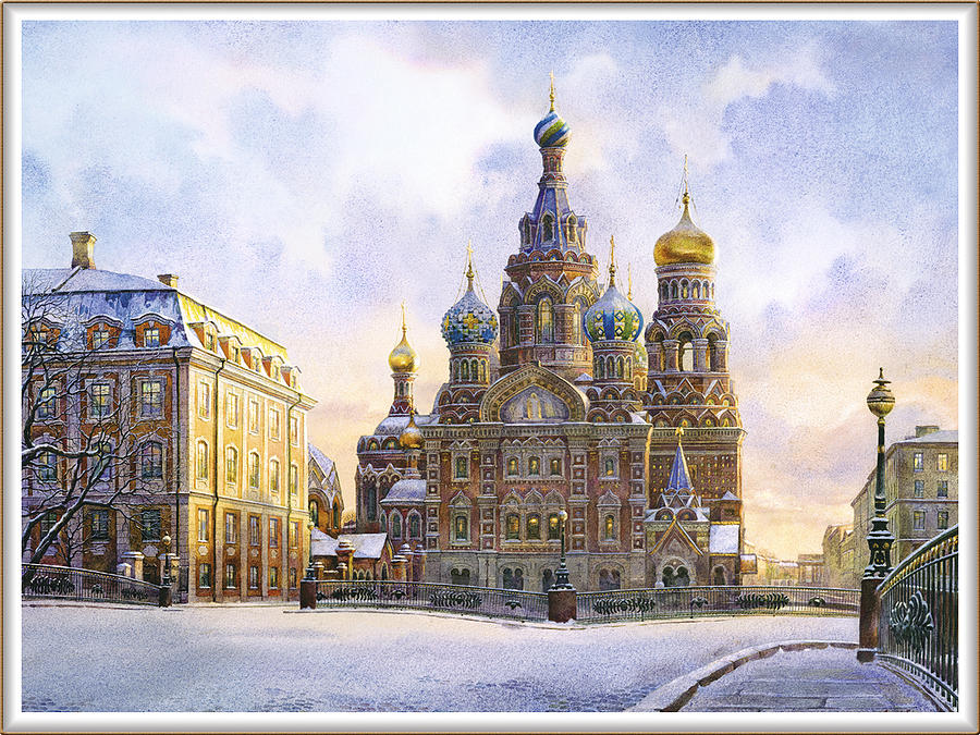 Sunset Painting - Cathedral of the Resurrection of Christ by Andrey Kozlov