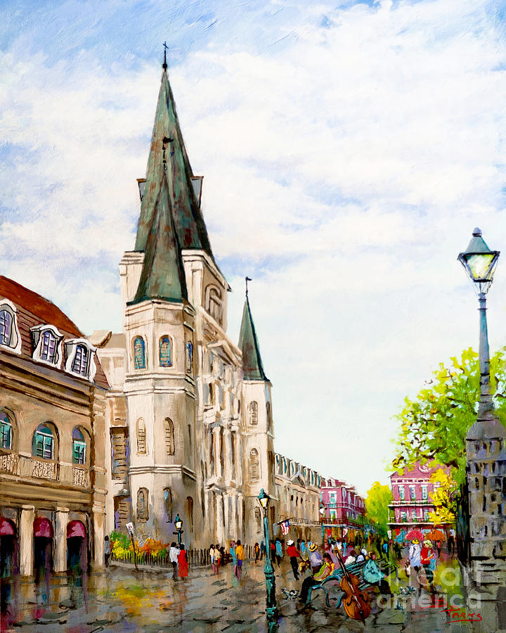 New Orleans Artist Painting - Cathedral Plaza - Jackson Square, French Quarter by Dianne Parks