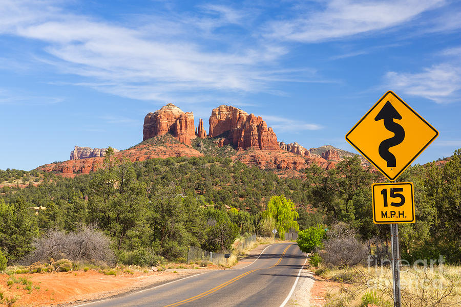 Cathedral Rock and road in Sedona Photograph by Ken Brown