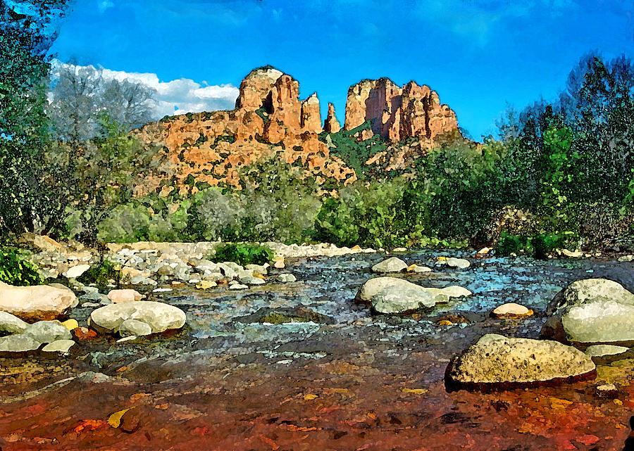 Cathedral Rock In Spring Digital Art by Steven Barrows