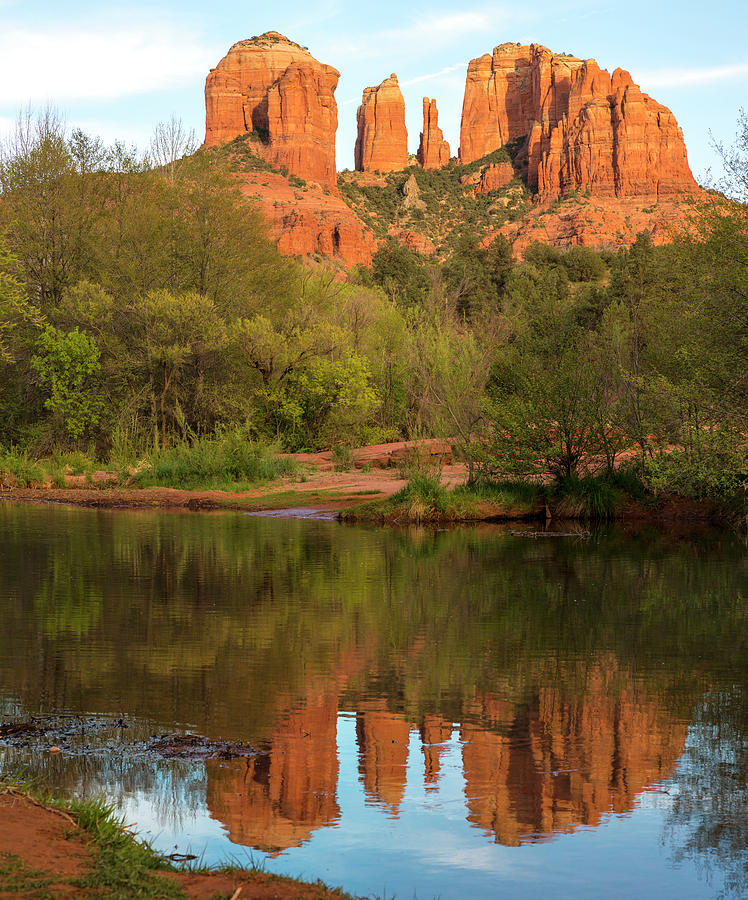 Cathedral Rock Oak Creek Reflection Photograph by Picturelake