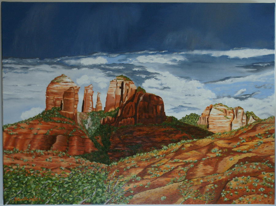 Cathedral rock Painting by Paul Santander