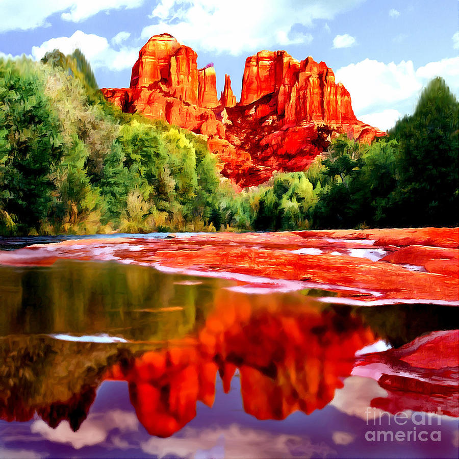 Grand Canyon National Park Painting - Cathedral Rock Sedona Arizona by Bob and Nadine Johnston