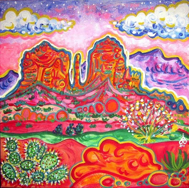Cathedral Rock Sunset Painting by Rachel Houseman