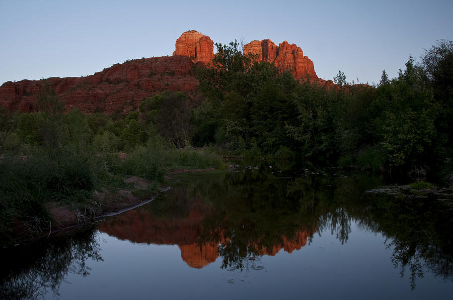 Cathedral Rock Sunset Reflection 1 Photograph by Lee Kirchhevel