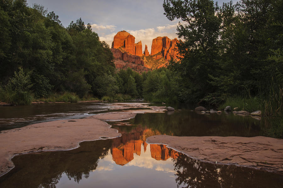 Cathedral Rock Sunset Reflection 4 Photograph by Lee Kirchhevel