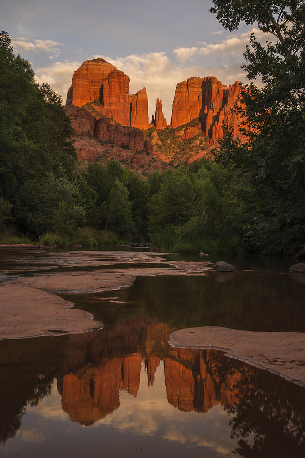 Cathedral Rock Sunset Reflection 5 Photograph by Lee Kirchhevel