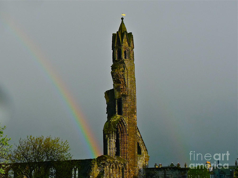 Cathedral Ruins Double Rainbow Photograph by Deborah Smolinske