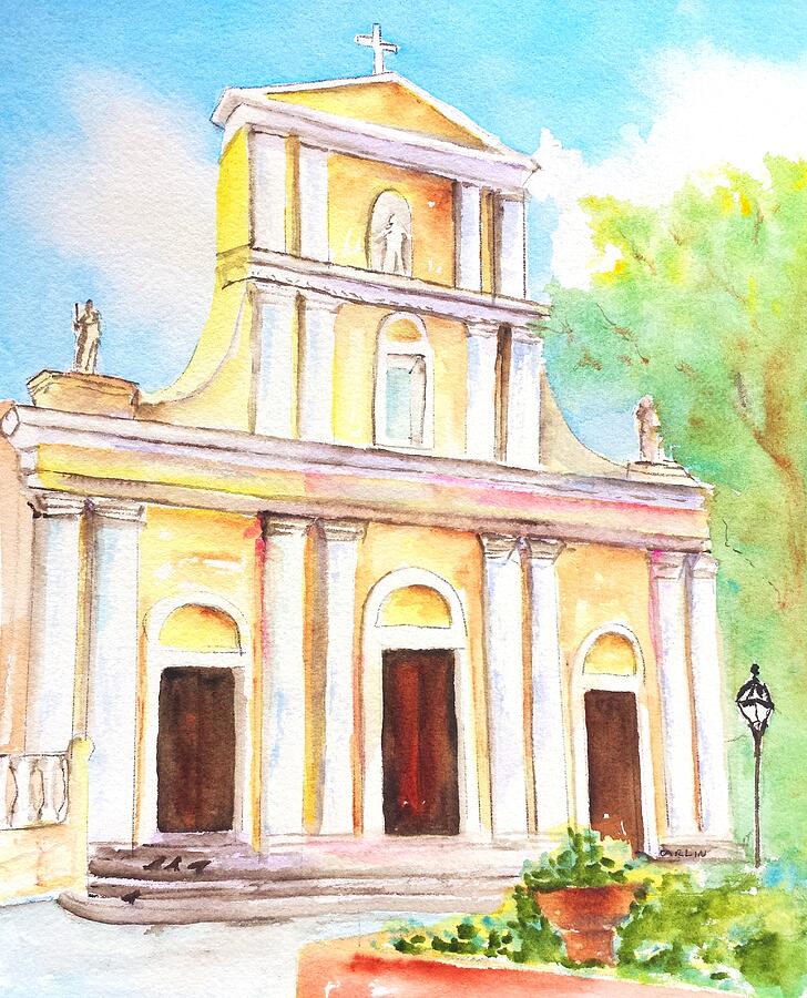 Cathedral San Juan Puerto Rico Painting by Carlin Blahnik CarlinArtWatercolor