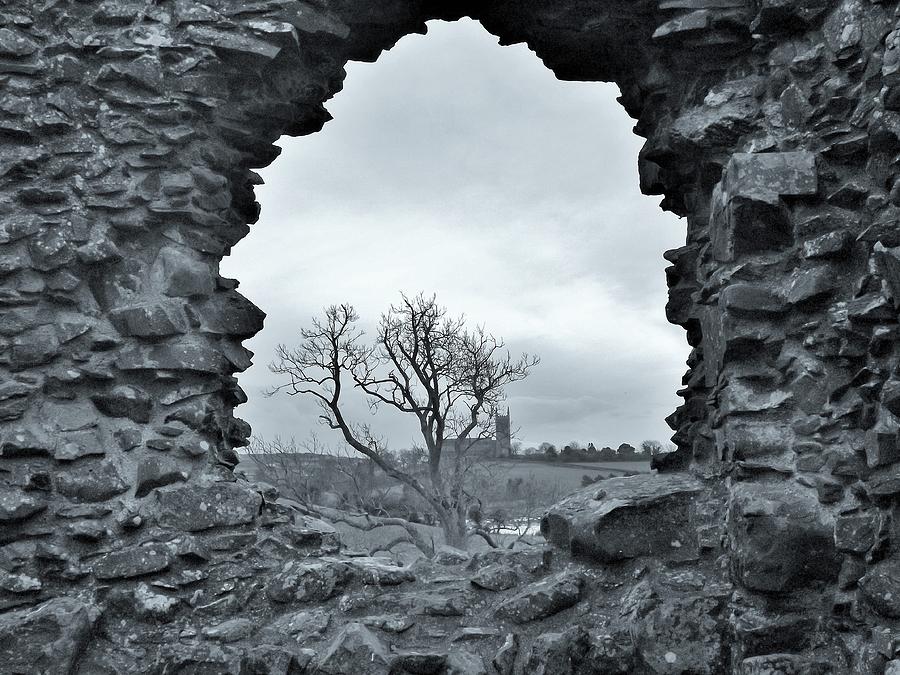 Landscape Photograph - Cathedral through ruins by Michael McEntee