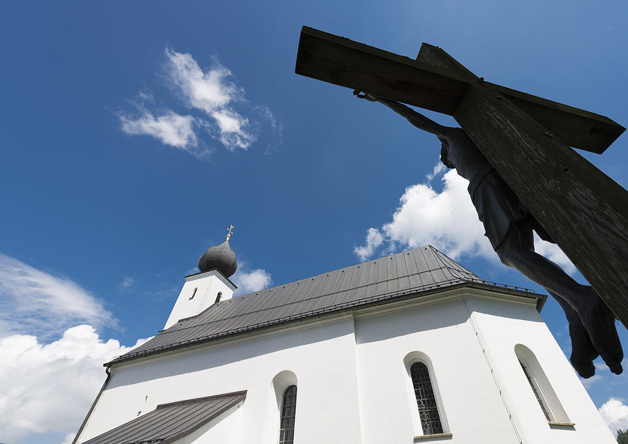 Catholic church and crucifix Photograph by Matthias Hauser