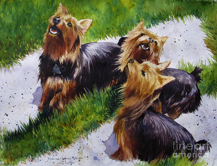 Cathy's Canines Painting by Bivenne Harvey Staiger