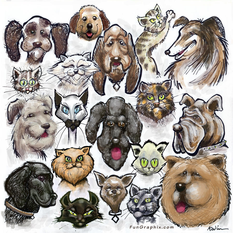 Cats and Dogs Digital Art by Kevin Middleton