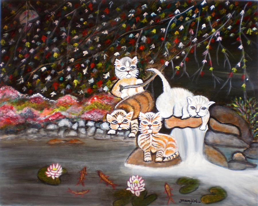 Cats in the Wild II Painting by Manjiri Kanvinde