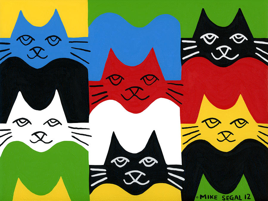 Cats Painting by Mike Segal