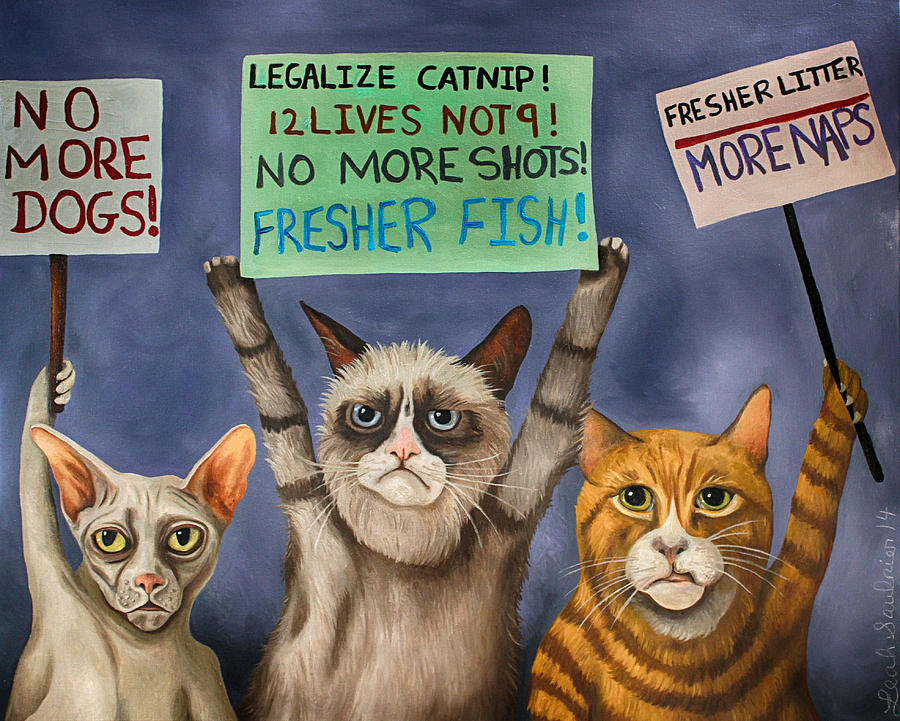 Cats On Strike edit 3 Painting by Leah Saulnier The Painting Maniac