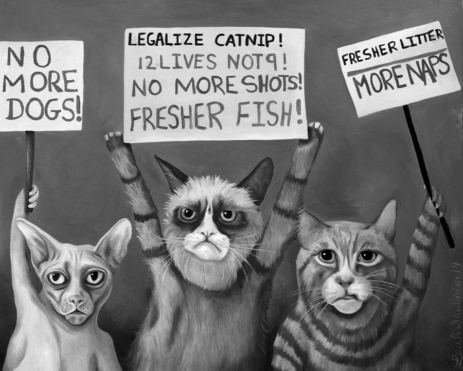 Cats On Strike edit 4 Painting by Leah Saulnier The Painting Maniac