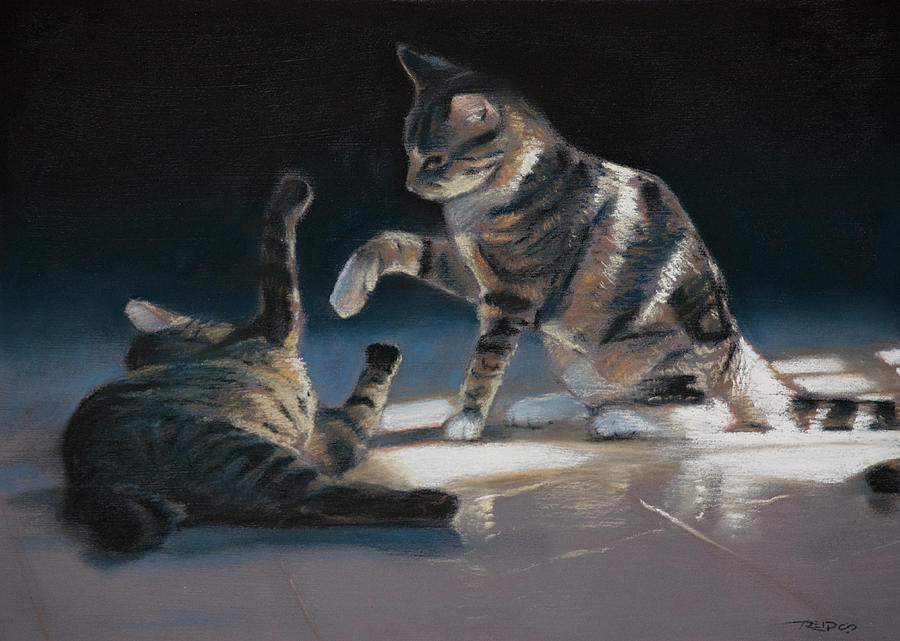 Cats Playing Painting by Christopher Reid
