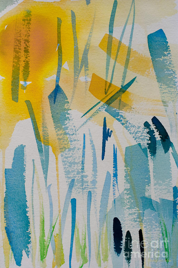 Cattail Sun Painting by Barbara McMahon