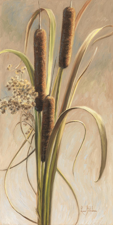 Cattails in the Breeze Painting by Lucie Bilodeau