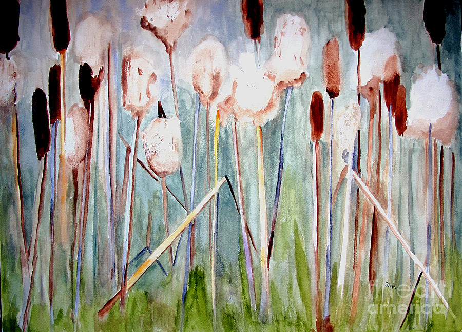 Cattails Painting by Sandy McIntire