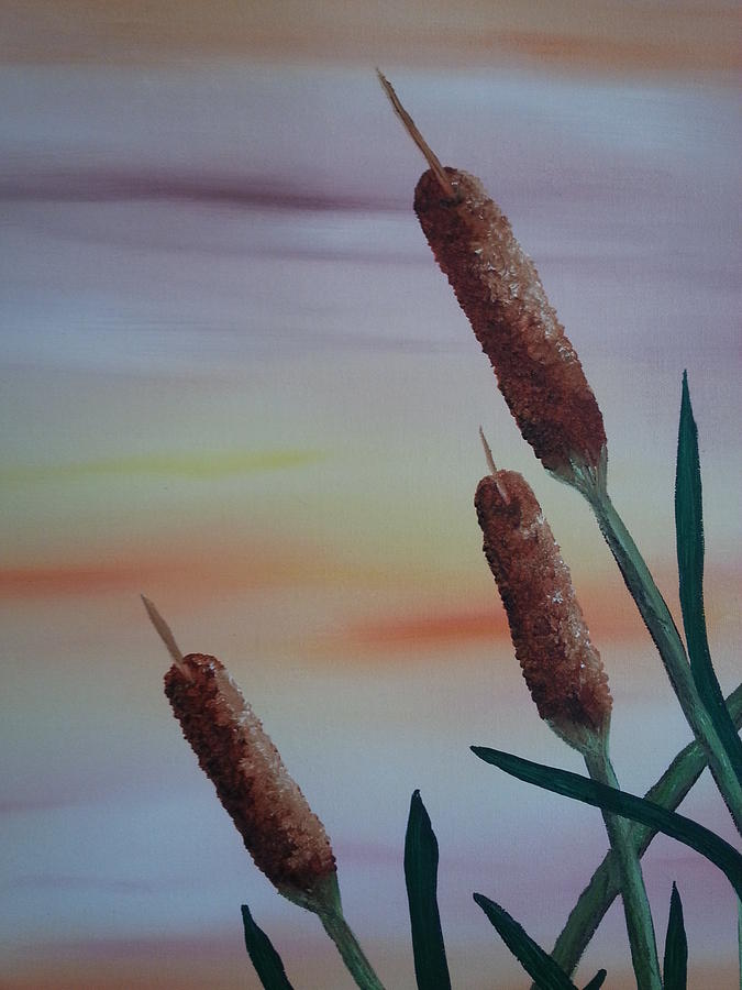 Cattails Painting by Valorie Cross