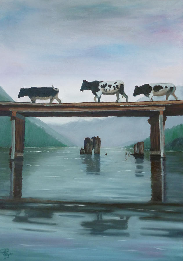 Cattle Crossing Painting by Petra Stephens