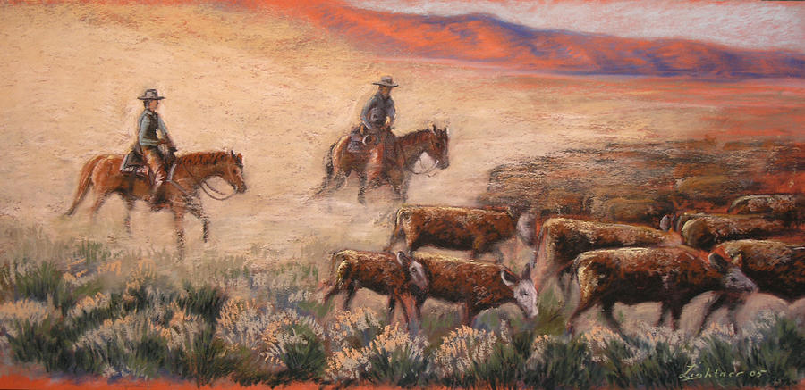 Cattle Drive Drawing by Barbara Lightner - Pixels