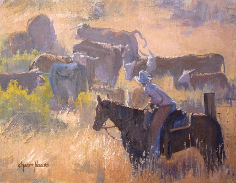 Cow Painting - Cattle Drive by Sharon Weaver