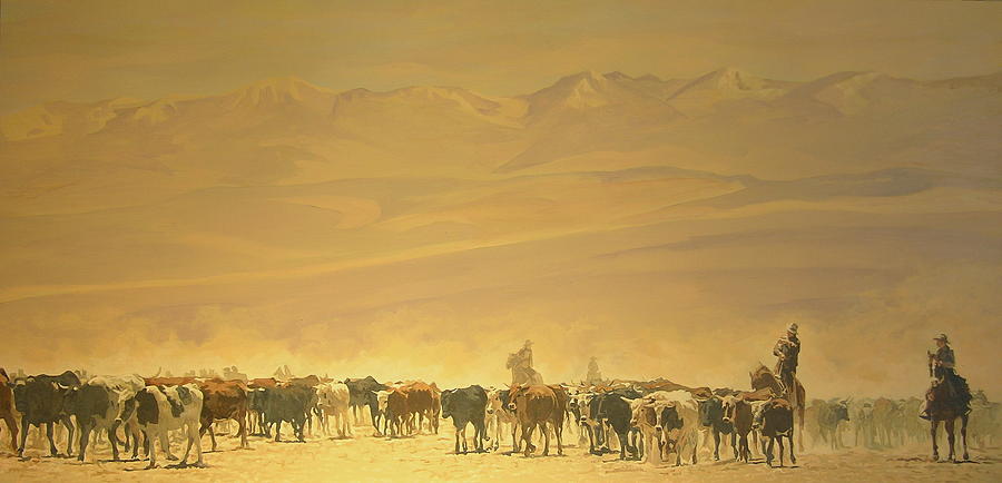 Cattle Drive Painting by Tim  Joyner