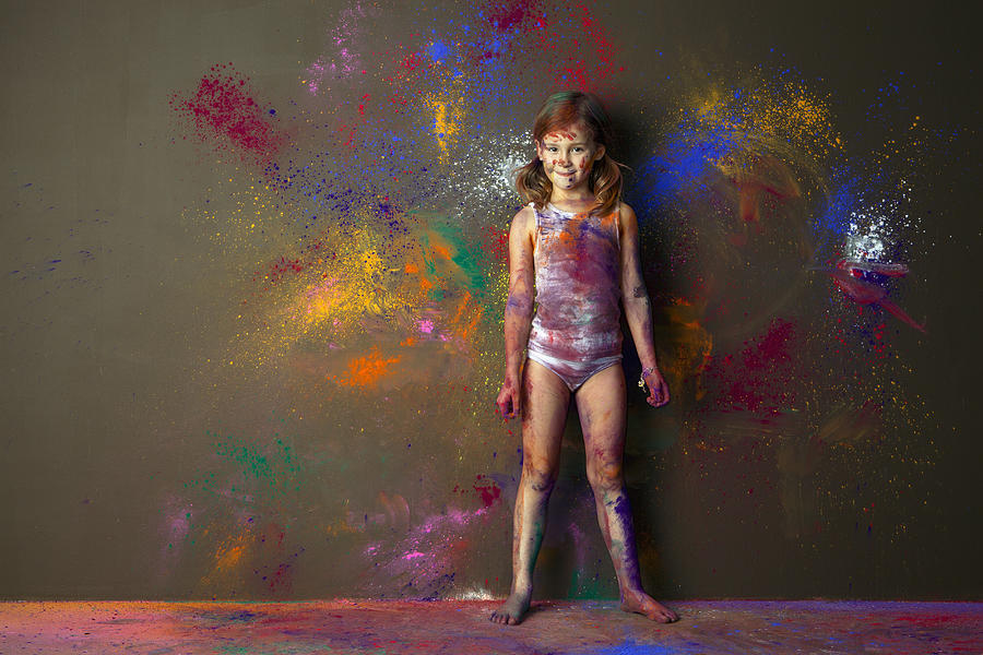 Caucasian girl playing with paint Photograph by King Lawrence