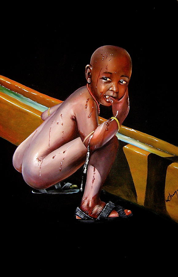 Caught Drinking at the Trough Painting by Chagwi
