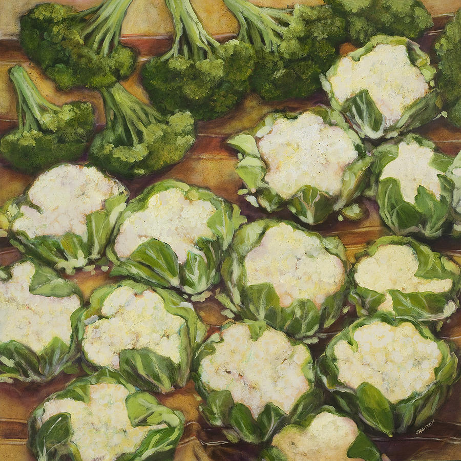 Cauliflower Painting - Cauliflower March by Jen Norton
