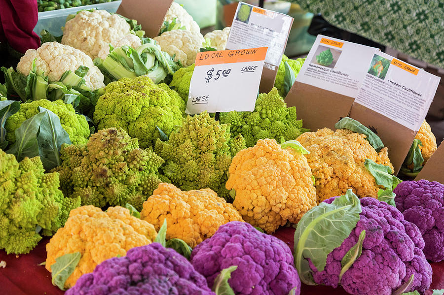 Cauliflower Market Stall Photograph by Jim West